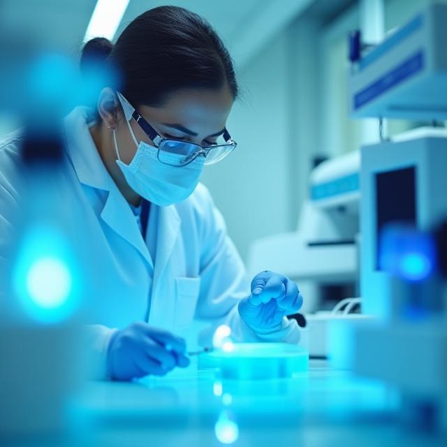 Lab technician conducting microbial test